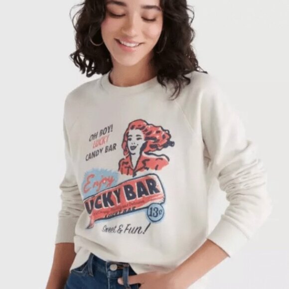Lucky Brand Tops - Vintage Lucky Brand White Sweatshirt Size Large